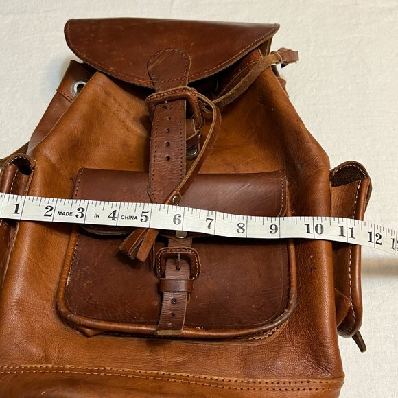 Vintage Handmade Genuine Leather Backpack Brown Rucksack Travel Bag Unisex Boho - Picture 10 of 12
